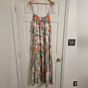On you green and peach Colorful Tie-Dye Maxi Dress size small NWT